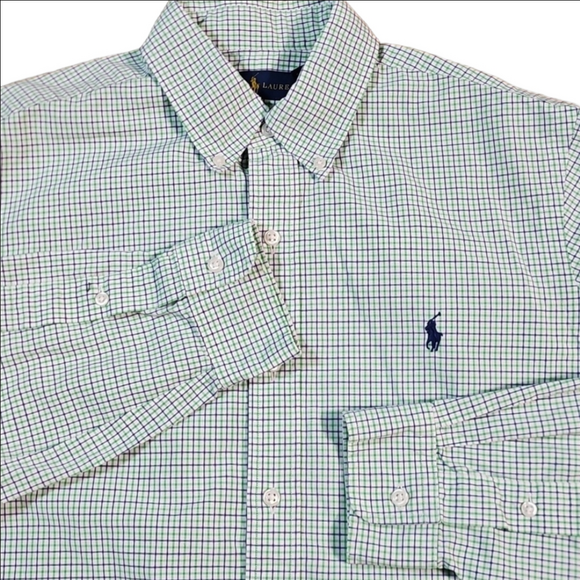 Polo Ralph Lauren Other - Ralph Lauren 100% Cotton Navy Green Check Plaid Long Sleeve Button Down Shirt